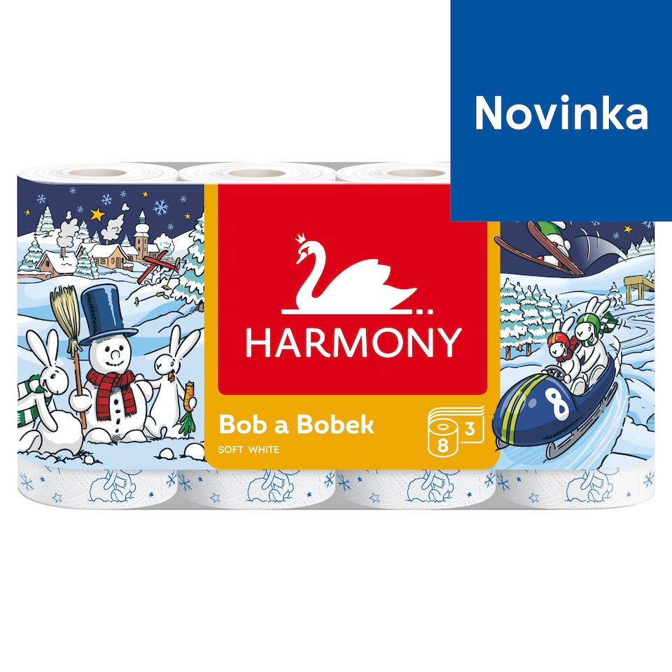 Harmony Bob a Bobek Soft White Toilet Paper 3 Ply 8 pcs