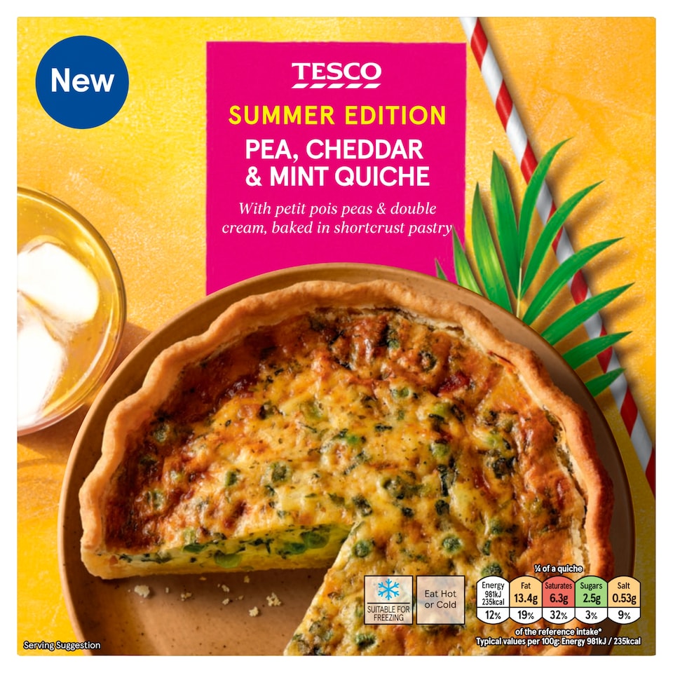 Tesco Pea, Mint & Cheddar Quiche 400g