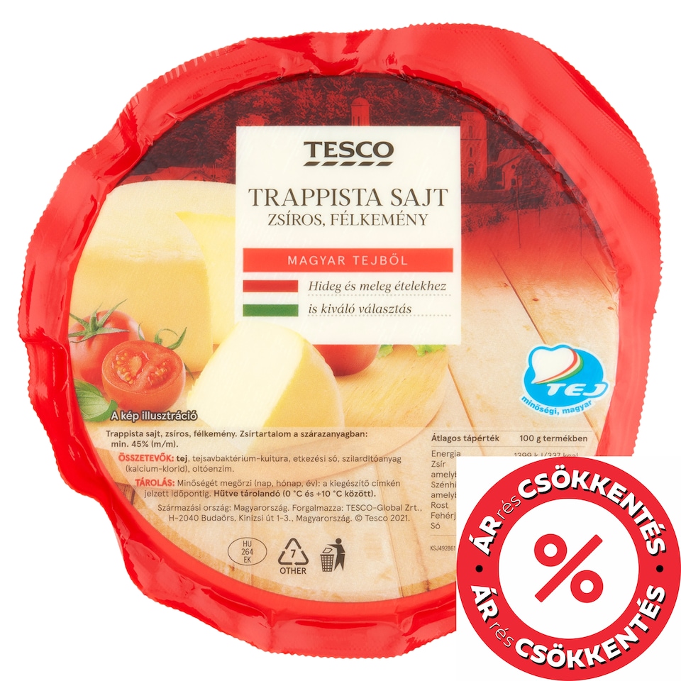 Tesco zsíros, félkemény trappista sajt