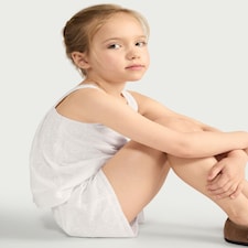 F&F Girls 2-Piece Pure Cotton Shell Embroidered Top and Short Set in White