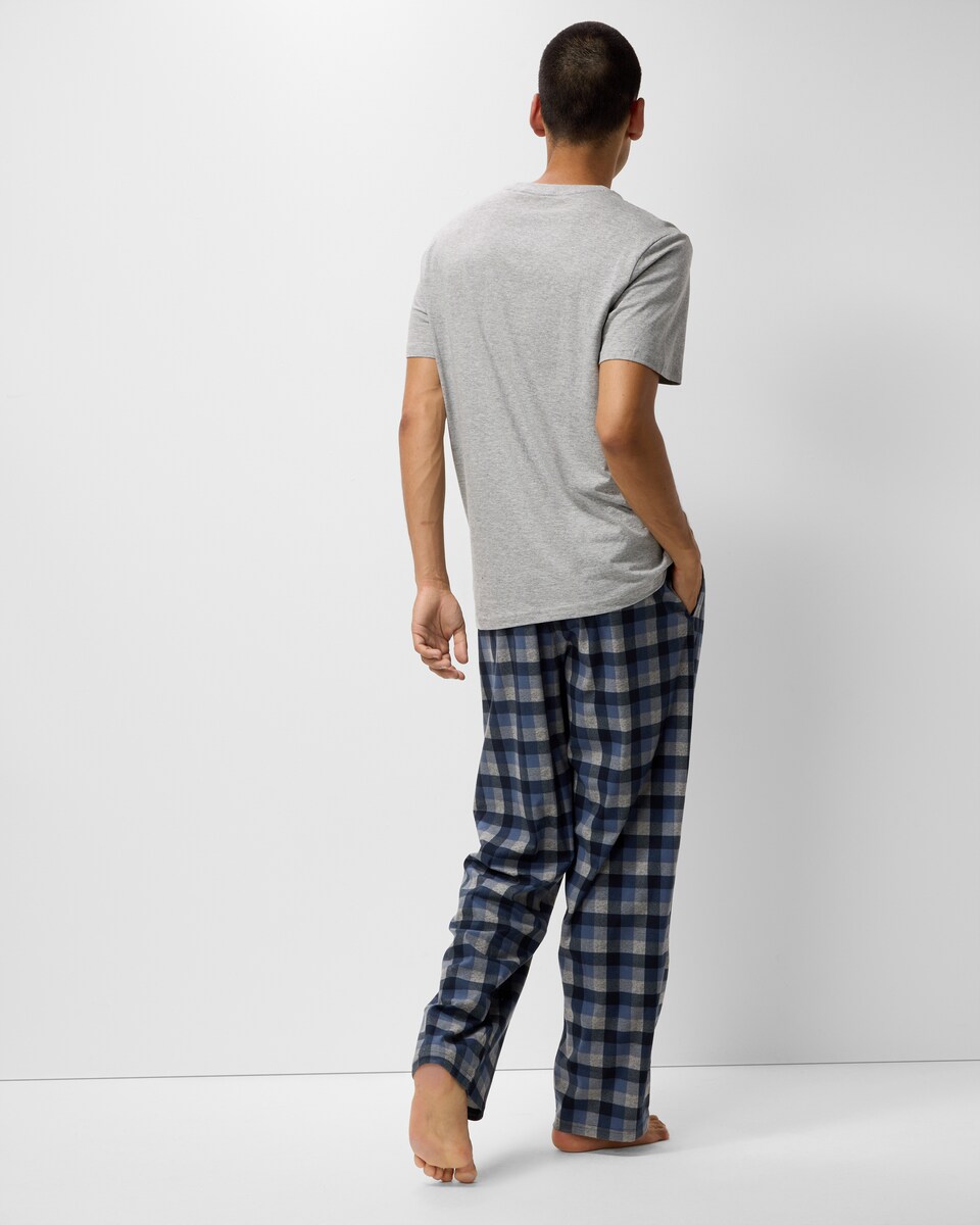 image 1 of F&F Checked Bottoms Pyjama Set in Grey