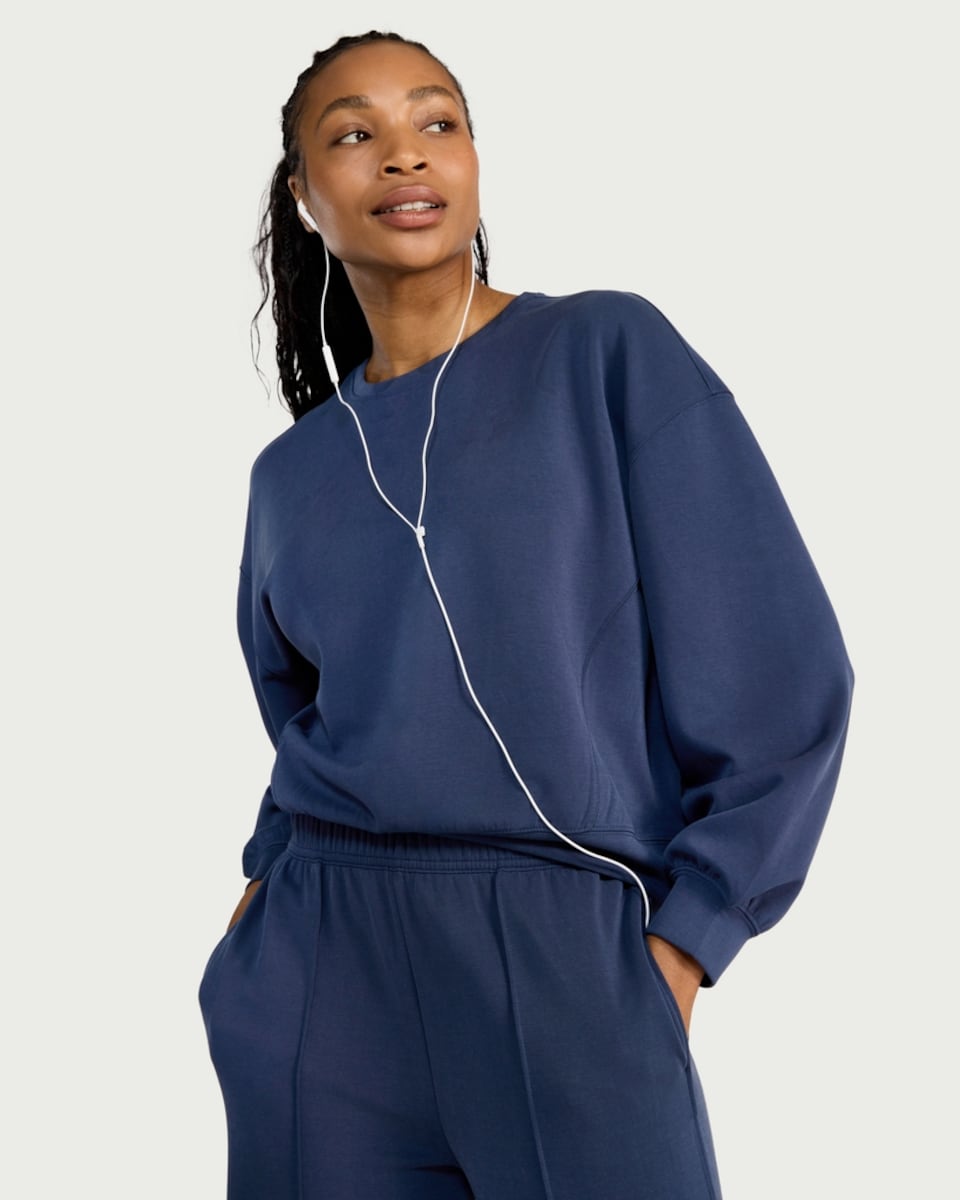 image 1 of F&F Active AFTERCLASS Crew Neck Co-ord Sweatshirt in Navy