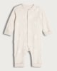 image 1 of F&F Baby Pure Cotton Textured Bear Pattern Sleepsuit in Neutral