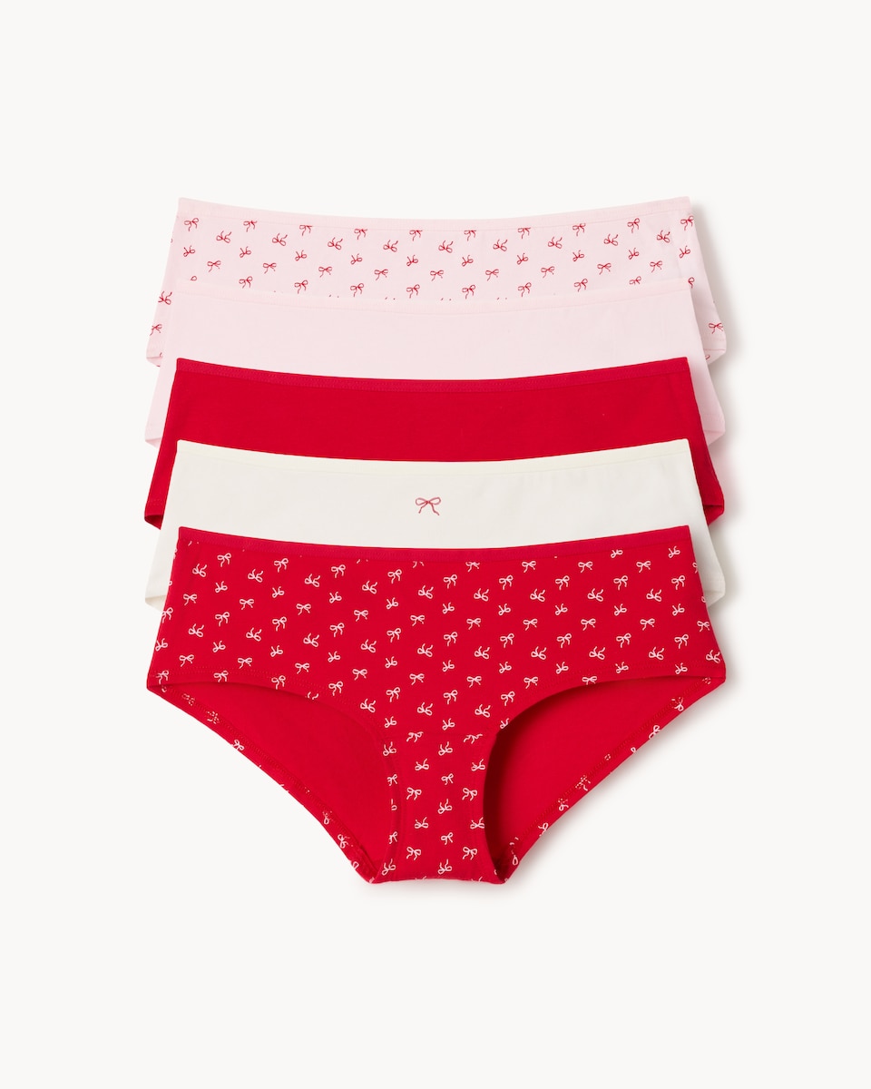 image 1 of F&F 5-Pack Cotton Rich Bow Print Short Knickers in Multi