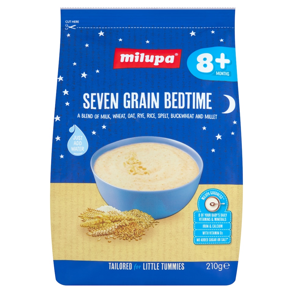 Milupa Seven Grain Bedtime Porridge Baby Cereal 8+ Months 210g