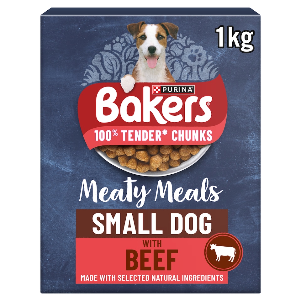 Bakers Meaty Meals Adult Small Dry Dog Food Beef 1kg