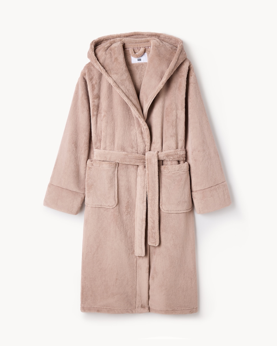 image 1 of F&F Hooded Dressing Gown in Neutral