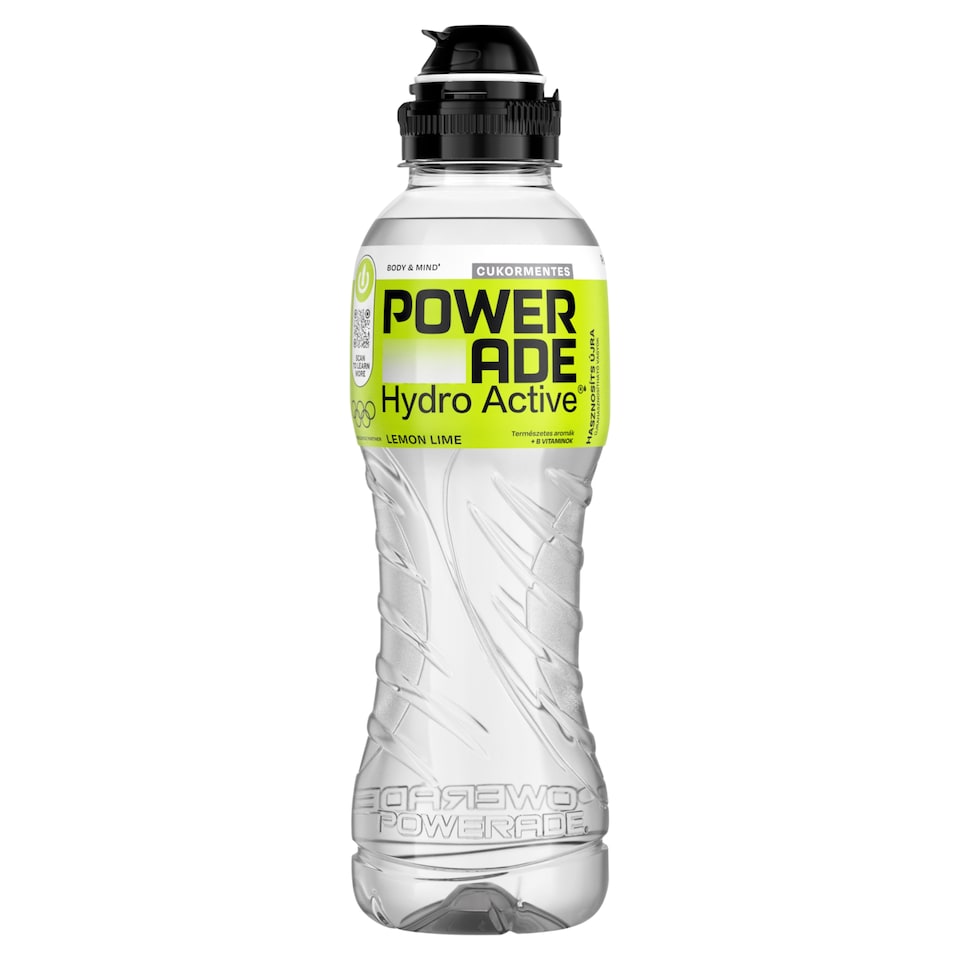 Powerade Hydro Active szénsavmentes, citrom- és limeízű, cukormentes ital 500 ml