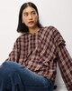 image 2 of F&F Checked Cape Detail Blouse in Burgundy
