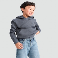 F&F Boys Diamond Textured Kangaroo Pocket Hoodie in Grey