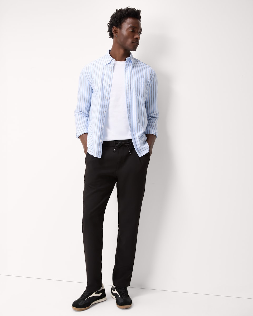 image 1 of F&F Pure Cotton Striped Long Sleeved Oxford Shirt in Multi Blue