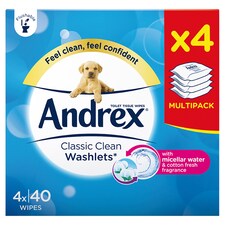 Andrex Classic Clean Washlets 4 Pack
