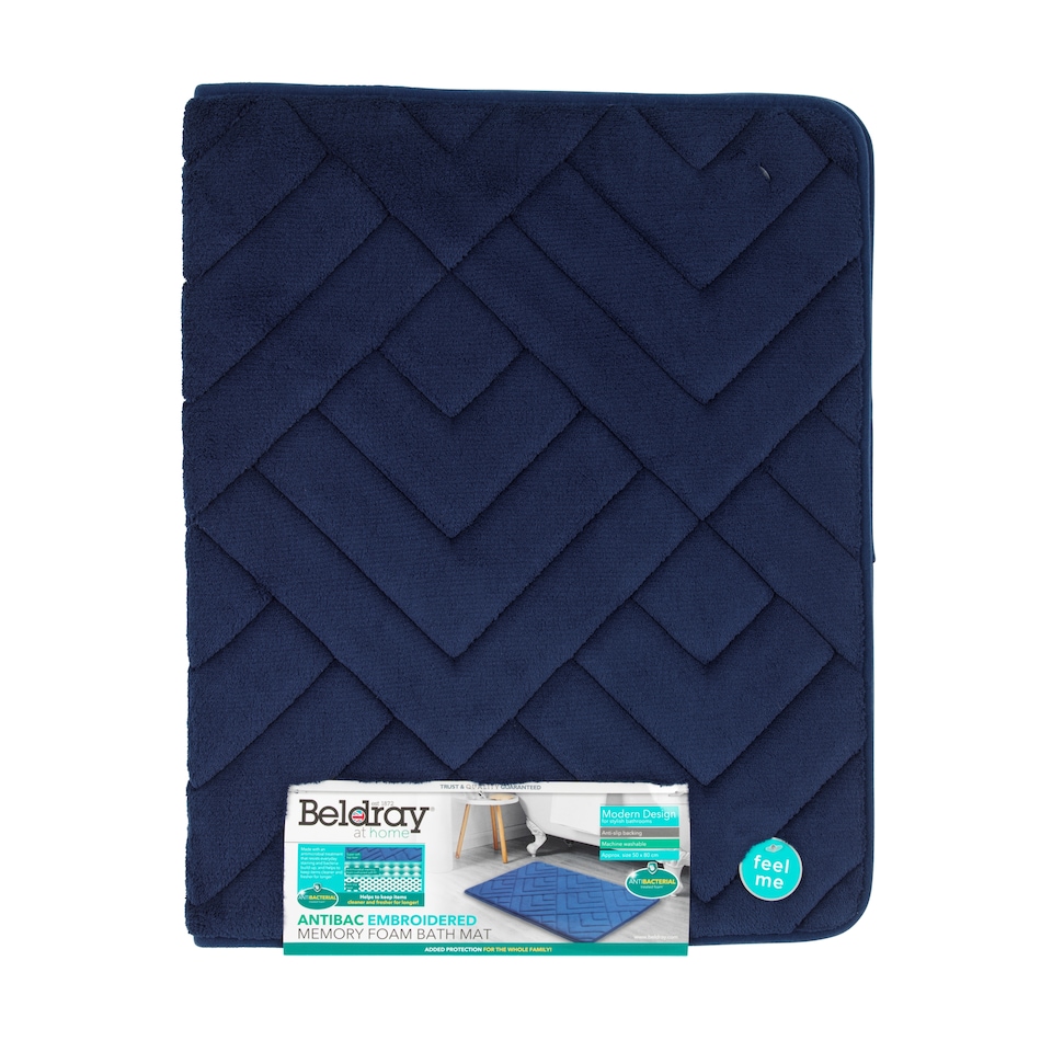 image 1 of Beldray Navy Antibacterial Memory Foam Bath Mat