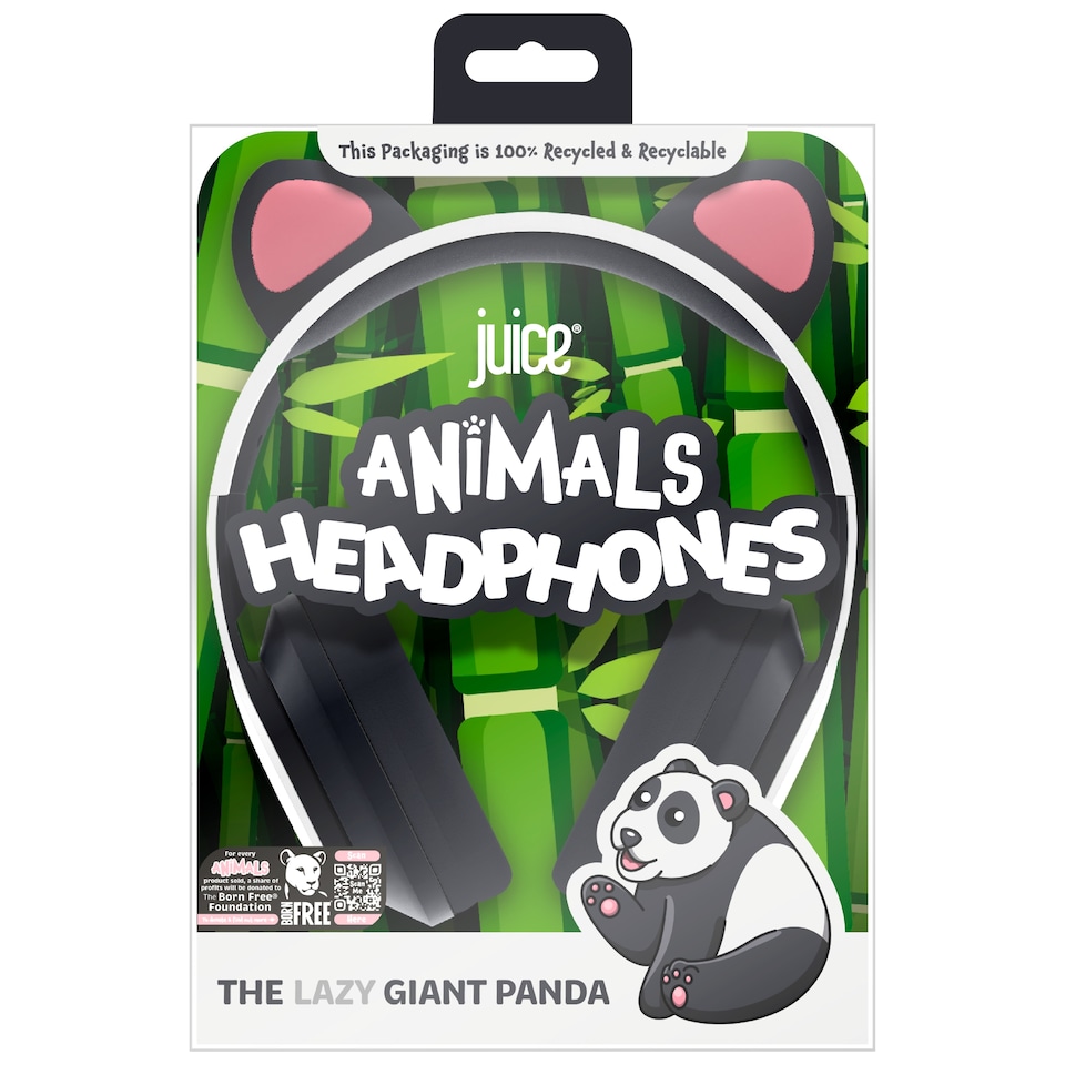 image 1 of JUICE ANIMALS PANDA KIDS WIRED HEADPHONES