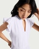image 3 of F&F Pure Cotton Double Cloth Ruffle Sleeved Tiered Dress in White