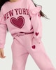 image 2 of F&F Girls Cotton Rich Heart Print Joggers in Pink