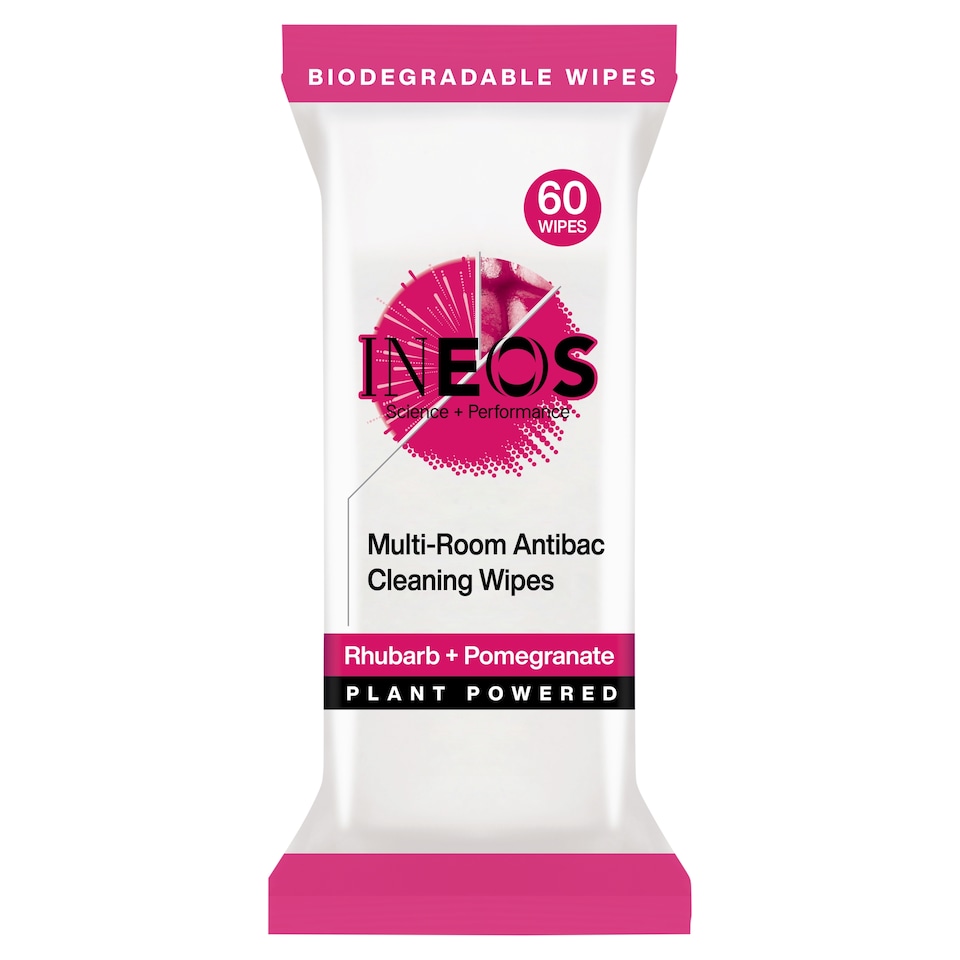 image 1 of INEOS Antibac Multi-Room Wipes Rhubarb & Pomegranate 60 Sheets