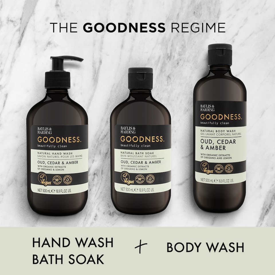 image 1 of Baylis & Harding Goodness Natural Hand Wash - Oud, Cedar & Amber 500ml