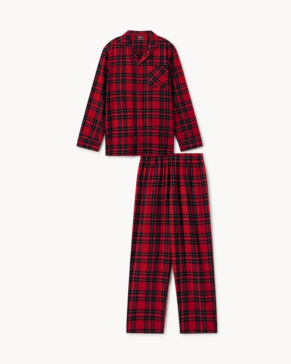 image 1 of Christmas Cotton Rich Checked Revere Matching Family Pyjama Set in Multi Red