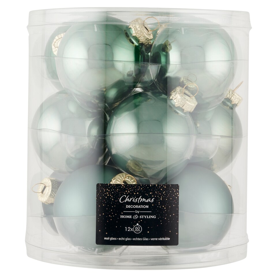 Skleněné vánoční koule zelené 60 mm 12 ks