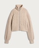 image 4 of OH ME OH MY Cable Knit Zip-Up Jumper with Wool in Neutral