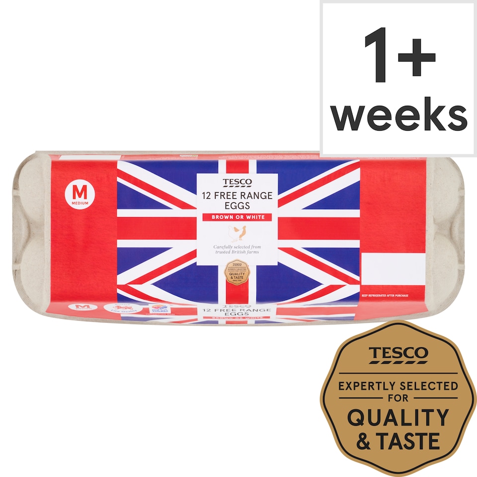 Tesco Medium Free Range Eggs 12 Pack