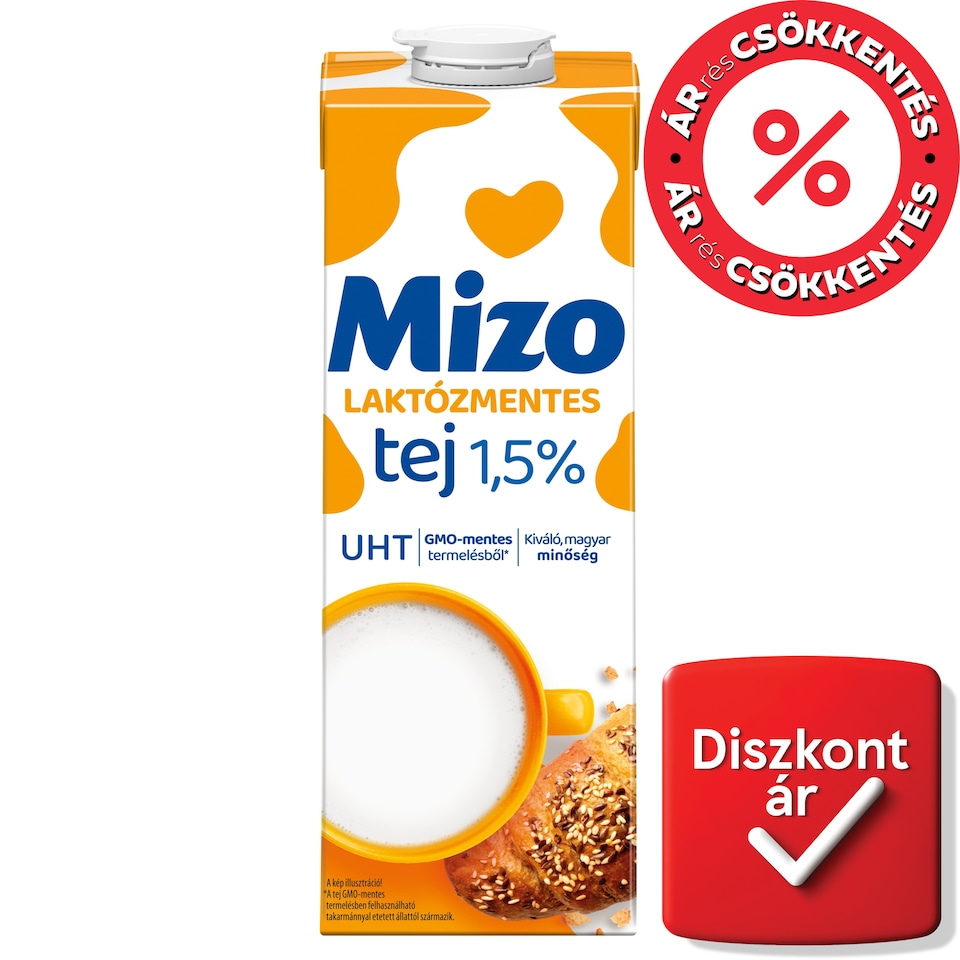 Mizo UHT Low-Fat, Lactose-Free Milk 1,5% 1 l