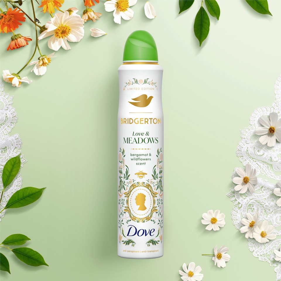 image 1 of Dove Limited Edition Bridgerton Love & Meadows 72h Antiperspirant Deodorant Spray 200ml