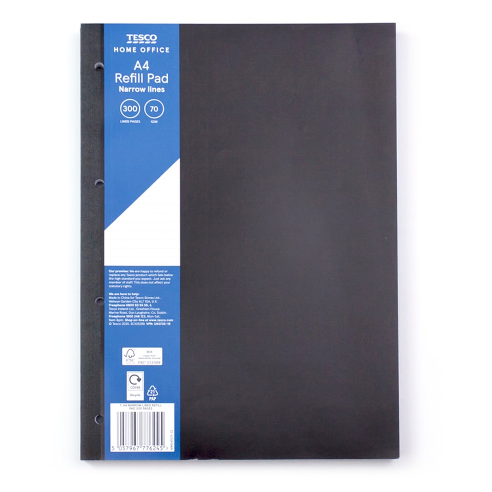 Tesco A4 Narrow Lined Refill Pad 300 Pages