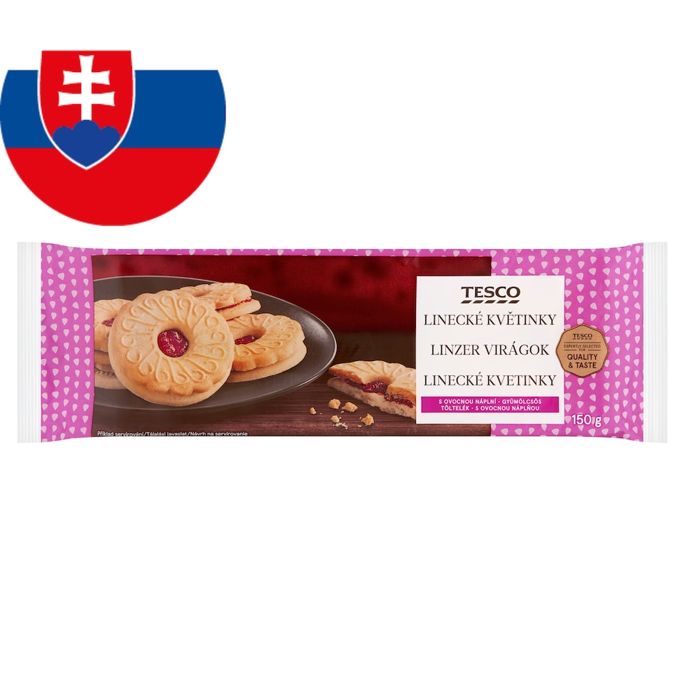 Tesco Linz Flower Cakes with Fruit Filling 150 g