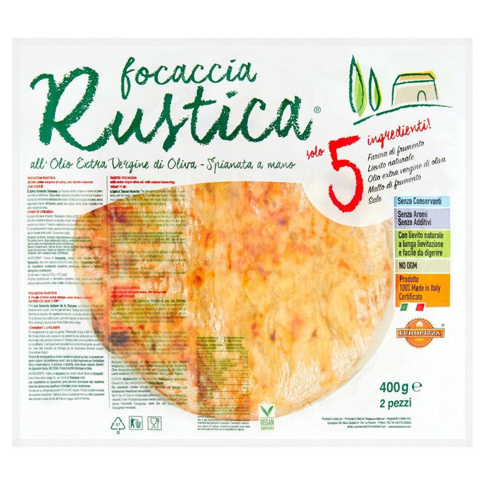 Europizza Focaccia Rustica 2 Pieces 400G