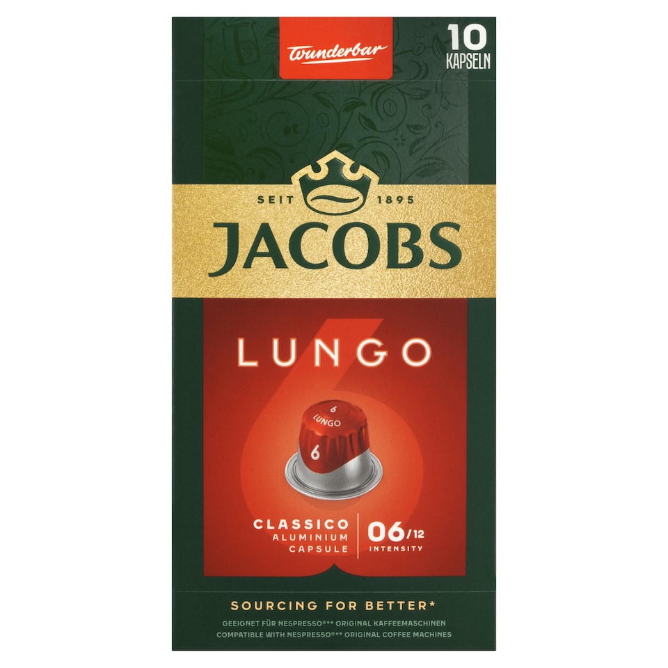 Obrázek 1 pro produkt Jacobs Lungo Classico pražená mletá káva v kapslích 52g