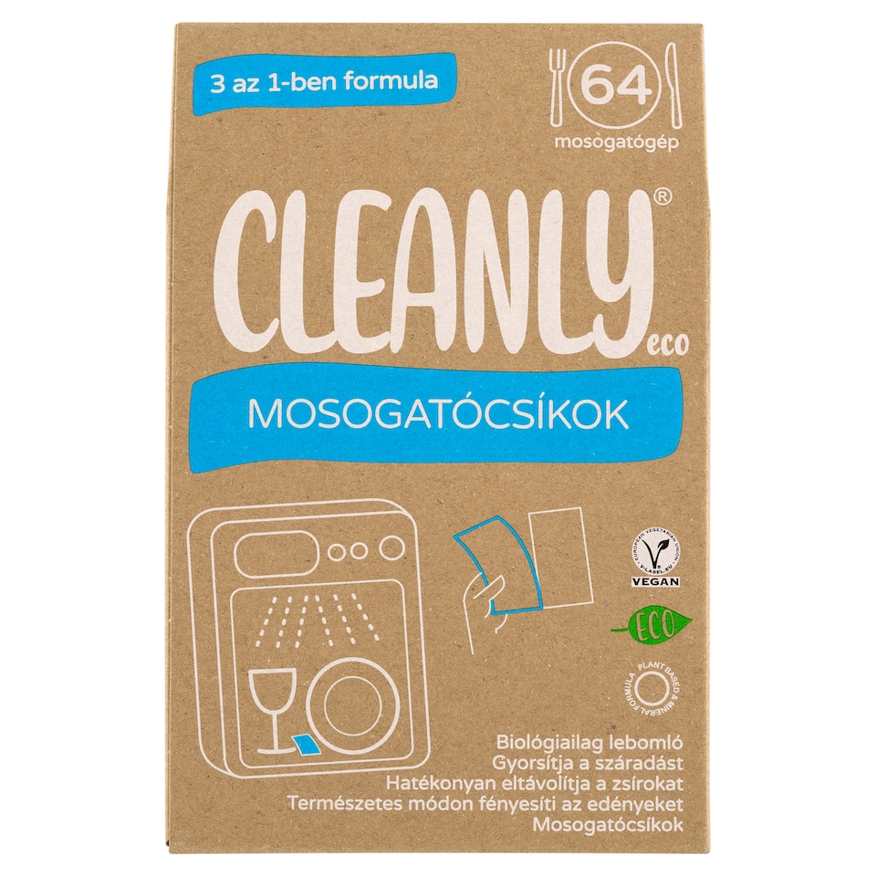 Cleanly Eco 3 az 1-ben formula mosogatócsíkok 64 db  1. kép