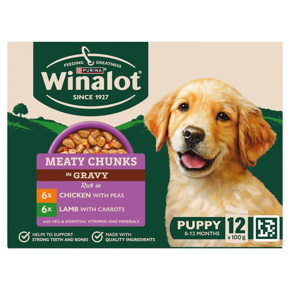 image 1 of WINALOT Meaty Chunks Puppy Mixed in Gravy Wet Dog Food 12x100g