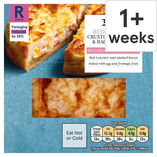 Tesco Reduced Fat Cheese & Bacon Crustless Quiche 160G Tesco Groceries