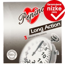 Pepino Long Action kondómy z prírodného latexu s lubrikantom 3 ks