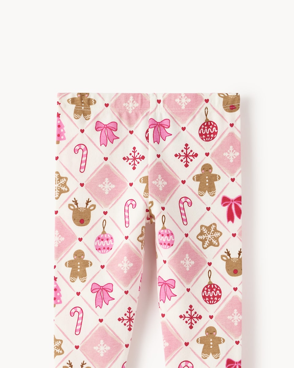 image 1 of Christmas Baby Cotton Rich Sweatshirt and Leggings Set in Pink