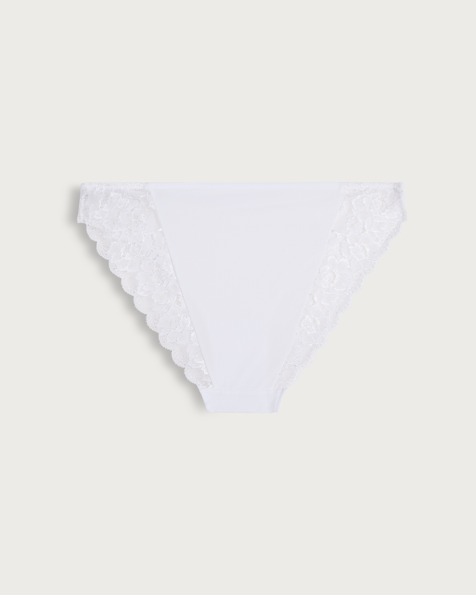 image 1 of F&F 3-Pack Lace Trim High Leg Knickers in White
