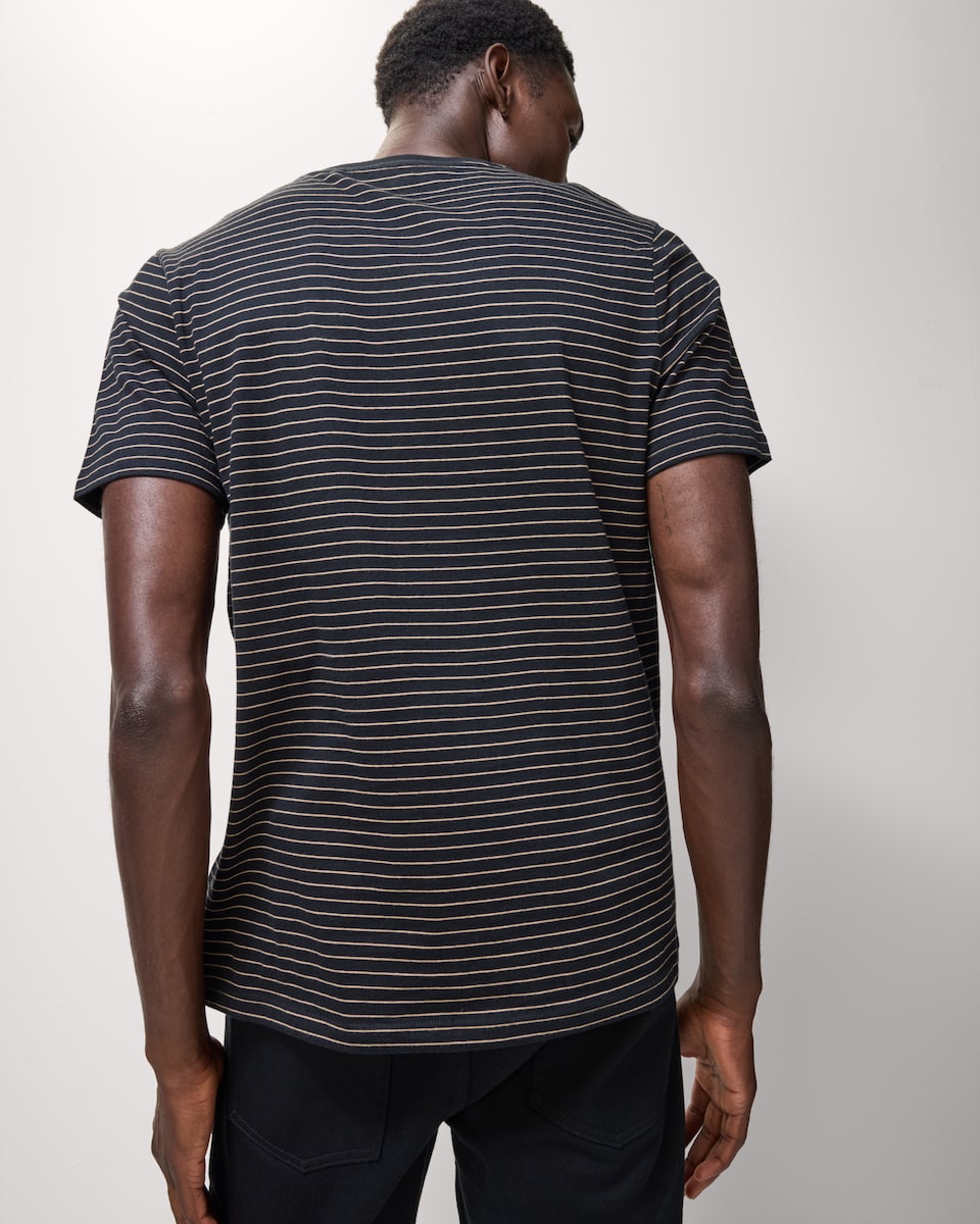 image 1 of F&F Pure Cotton Striped T-Shirt in Black