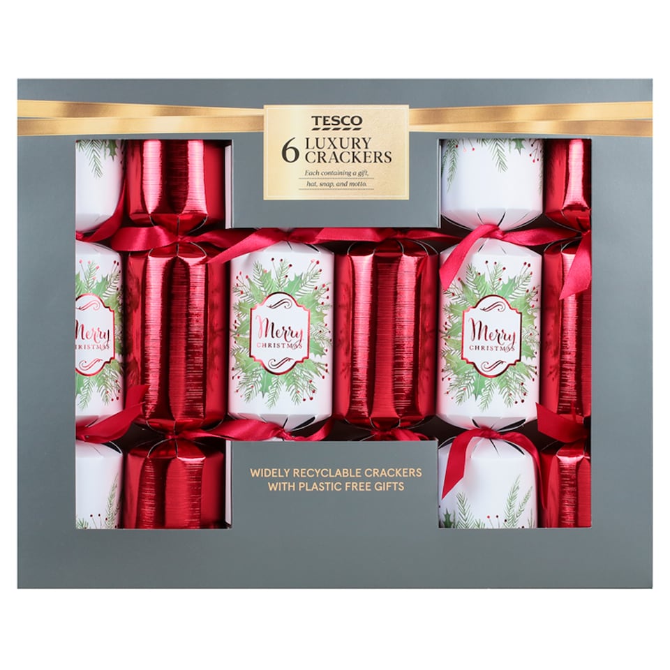 Tesco Luxury Red Crackers 6 Pack