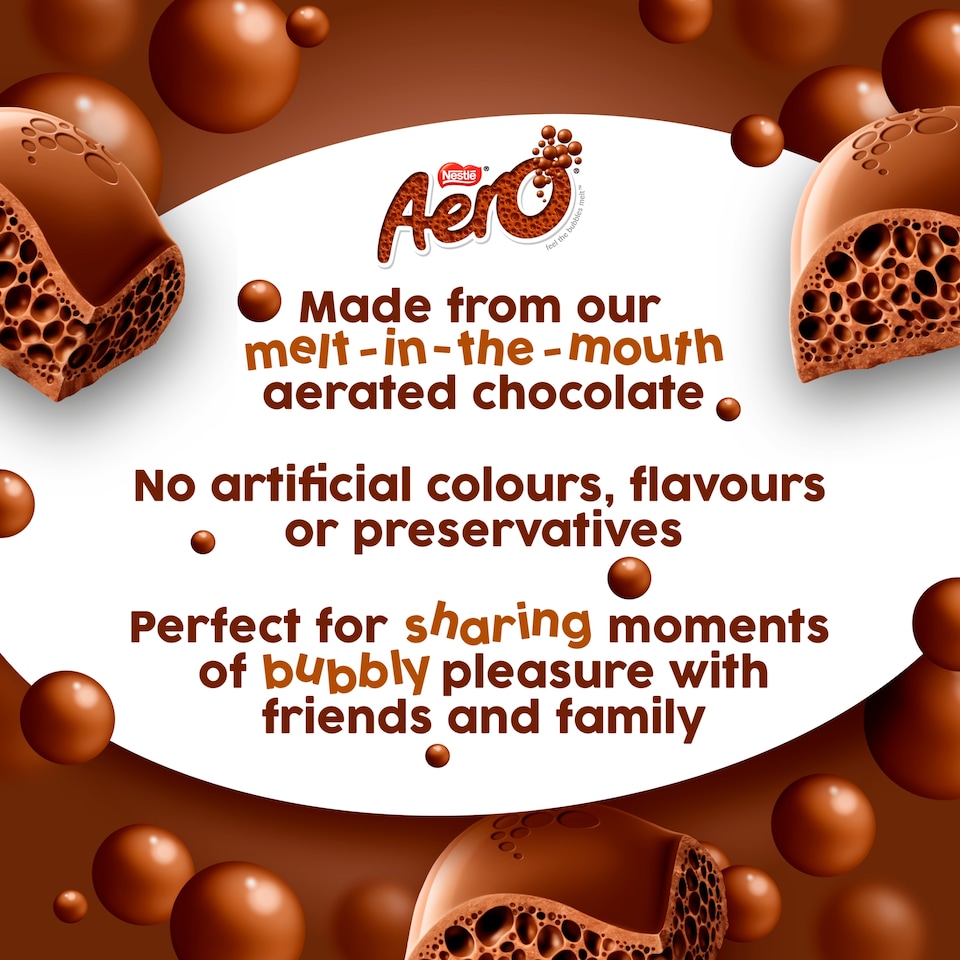 image 1 of Aero Milk Chocolate Hazelnut Flavour Bubbles Bar 90g