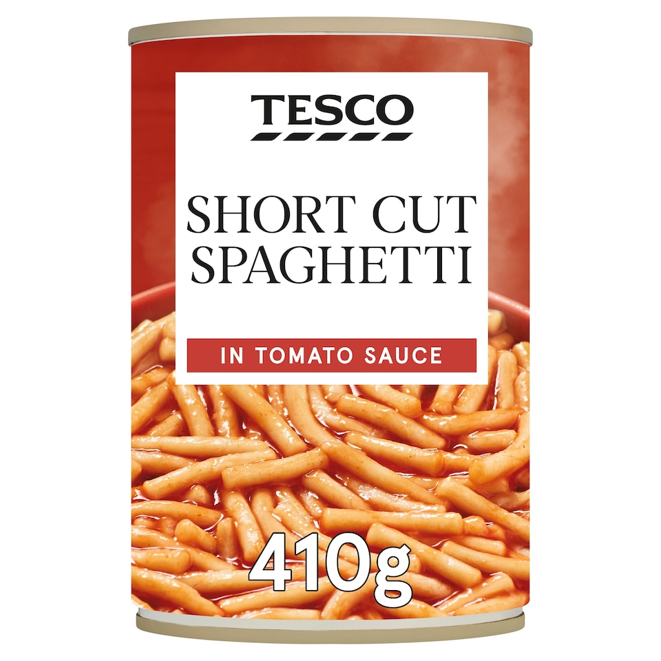 Tesco Short Cut Spaghetti In Tomato Sauce 410G