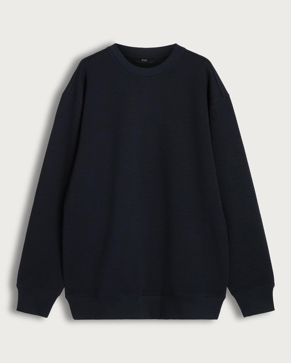 F&F Quilted Textured Crew Sweatshirt in Navy