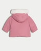 image 2 of F&F Baby Bow Detail Hooded Wrap Coat in Pink
