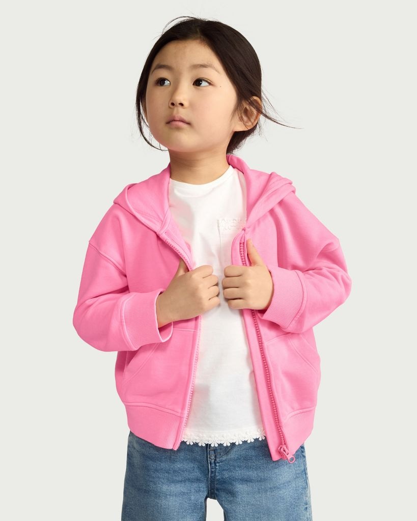 F&F Girls Cotton Rich Zip Up Hoodie in Pink