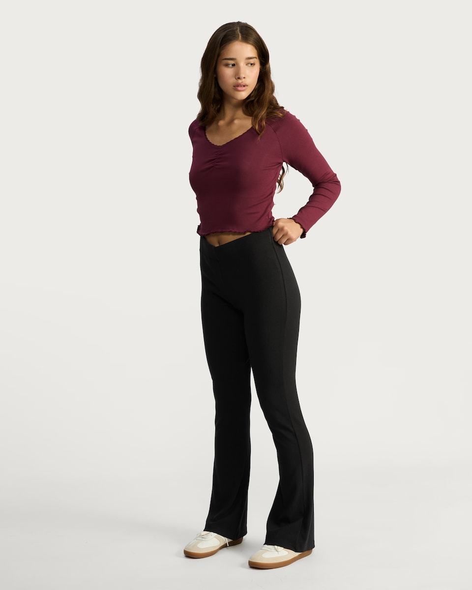 image 1 of OH ME OH MY High Waisted Flared Leggings in Black