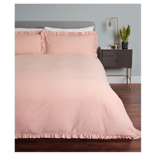 Fox & Ivy Pink Washed Ruffle Duvet Set Double