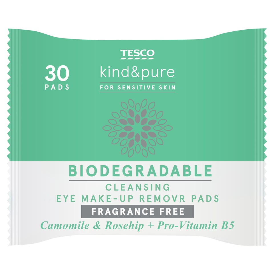 Tesco Kind & Pure Biodegradable Eye Make Up Remover Pads 30