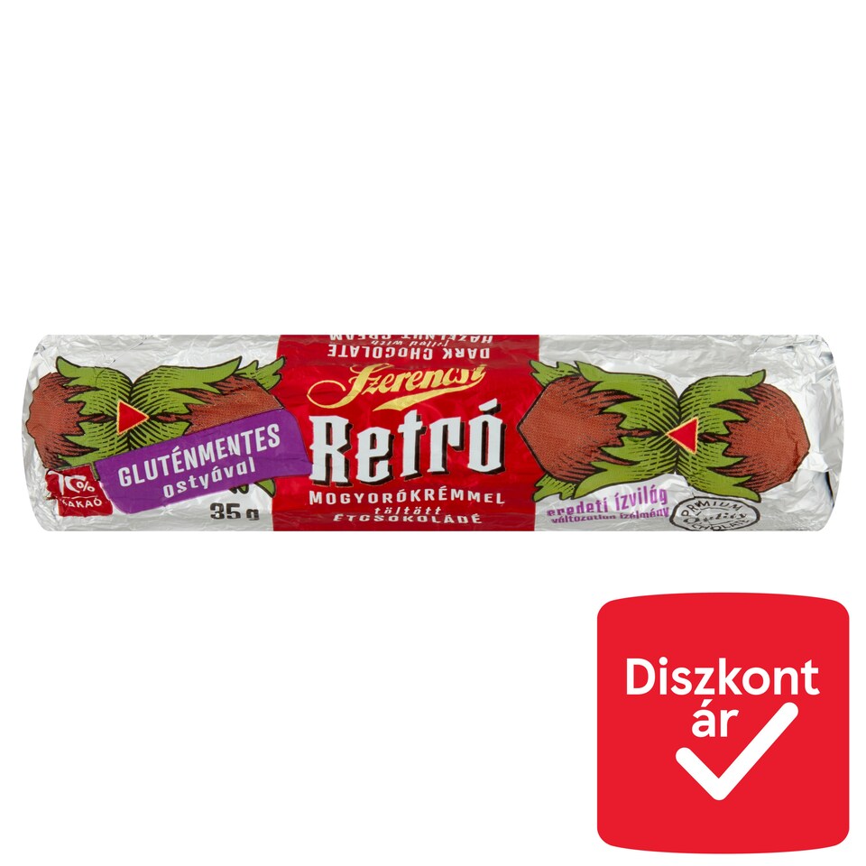 Szerencsi Retró mogyorókrémmel töltött étcsokoládé 35 g  1. kép