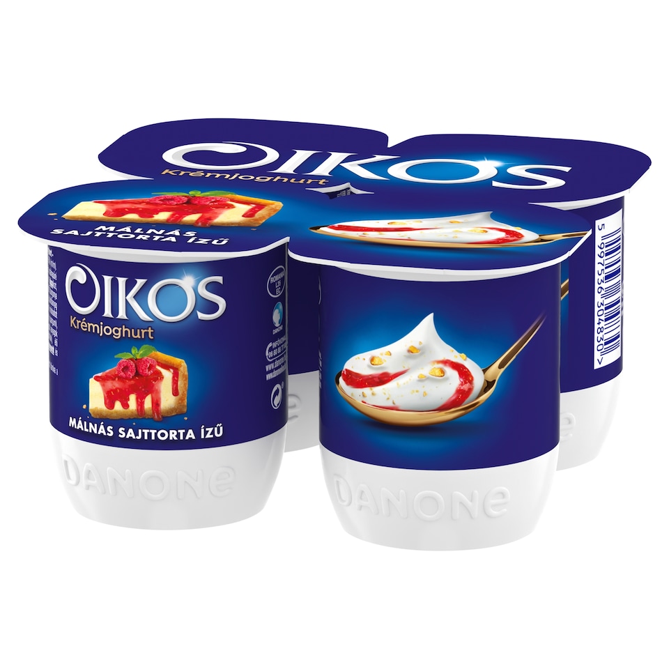 Oikos Raspberry Cheesecake Flavoured Cream Yogurt with Live Cultures 4 x 125 g (500 g)